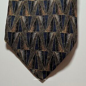 POSH Newport Beach Silk Brown Black Geometric Necktie